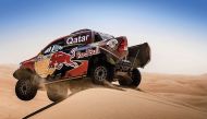 Qatar’s Nasser Saleh Al Attiyah in action in the Abu Dhabi Desert Challenge.
