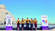 Qatar Airways cabin crew taking part in Autism awareness month.