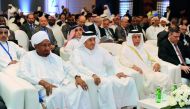 Deputy Prime Minister and Minister of State for Cabinet Affairs, H E Ahmed bin Abdullah bin Zaid Al Mahmoud (second right), with Sheikh Hamad bin Thamer Al Thani, Al Jazeera Chairman (centre) and Sadiq Al-Mahdi, former Prime Minister of Sudan (left), duri