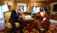 US Defence Secretary James Mattis meets Deputy Crown Prince Mohammed bin Salman (R) in Riyadh on April 19, 2017.  AFP / Jonathan Ernst