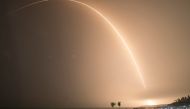 Long March-7 rocket carrying Tianzhou-1 cargo spacecraft lifts off from the launching pad in Wenchang, Hainan province, China, April 20, 2017. Picture taken April 20, 2017. Image taken with long exposure. China Daily/via Reuters