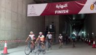 Cyclists at the end of the Challange