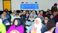 Patients with eye problems waiting to see doctors at the Sydi Othman medical camp set up by RAF in Morocco.