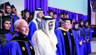 Father Emir H H Sheikh Hamad bin Khalifa Al Thani at the graduation ceremony.