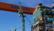 A damaged crane is seen at a Samsung Heavy Industries shipyard in Geoje, South Korea May 1, 2017. (Yonhap via REUTERS / MANILA BULLETIN).