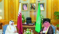 Prime Minister and Interior Minister H E Sheikh Abdullah bin Nasser bin Khalifa Al Thani (left) and HRH Crown Prince, Deputy Prime Minister and Minister of Interior of Kingdom of Saudi Arabia Prince Mohammed bin Naif bin Abdulaziz Al Saud during a meeting