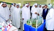 Minister of Justice H E Dr Hassan Lahdan Saqr Al Mohannadi is joined by the Chairman of The Abdullah bin Hamad Al Attiyah Foundation for Energy and Sustainable Development, Abdullah bin Hamad Al Attiyah, QU President Dr Hassan Al Derham, British Ambassado