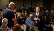 US Representative Tom MacArthur (R-NJ) listens to a question from a constituent during a town hall, in Willingboro, New Jersey on May 10, 2017. AFP / DOMINICK REUTER