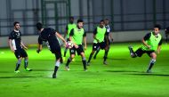 Al Sadd team training ahead of today's Emir Cup semi-final against El Jaish.