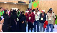 Qatar's Dana Saad Al Mubarak (third left) winner of the gold medal at the women’s 25m pistol final at the Islamic Solidarity Games in Baku is seen with Dr Thani Abdulrahman Al Kuwari, General Secretary of Qatar Olympic Committee and  other officials of Qa