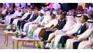 Emir H H Sheikh Tamim bin Hamad Al Thani at the opening of the 17th edition of the Doha Forum at Doha Sheraton Hotel yesterday.