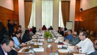 DIFI representatives and social affairs experts attend a consultative meeting at the headquarters of the Arab League in Cairo. 