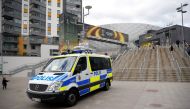 General view of a police van outside the stadium ahead of the Europa League final. Reuters / Phil Noble
