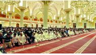 Faithful performing the Taraweeh prayer at  Imam Muhammad Ibn Abdul Wahhab Grand Mosque in Doha, yesterday as the holy month of Ramadan starts today. Pic: Kammutty V P / The Peninsula