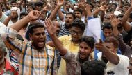 Indian Muslim protesters shout slogan against Prime Minister Narender Modi and the Indian government during a portest against a ban on the sale of animals for slaughter in Chennai on May 29, 2017.   AFP / ARUN SANKAR
