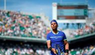 Spain's Rafael Nadal looks on during his tennis match against Netherlands' Robin Haase at the Roland Garros 2017 French Open on May 31, 2017 in Paris. / AFP / Eric FEFERBERG
