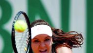 Poland's Agnieszka Radwanska in action during her second round match against Belgium's Alison Van Uytvanck at the Roland Garros 2017 French Open yesterday. Radwanska won 6-7(3/7), 6-2, 6-3 to advance to the third round.