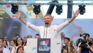 Maltese opposition Nationalist Party leader Simon Busuttil, speaks during a campaign meeting on May 28, 2017 in Sliema, Malta. Malta OUT / AFP / Matthew Mirabelli