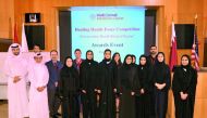 Winners of the annual Healing Hands Essay Competition run by Weill Cornell Medicine – Qatar (WCM-Q), along with officials. 