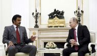 Russia's President Vladimir Putin meets with Qatar's Emir Sheikh Tamim Bin Hamad Al-Thani in Moscow, Russia, January 18, 2016. Reuters/Yuri Kochetkov
