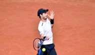 Andy Murray in action during quarter-finals at the Roland Garros.