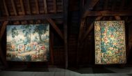 Restored tapestries are displayed at the Royal Manufacturers De Wit in Mechelen on April 25, 2017.  AFP / JOHN THYS
