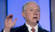 (FILES) This file photo taken on April 24, 2017 shows US Attorney General Jeff Sessions speaking during the Ethics and Compliance Initiative Annual Conference in Washington, DC. AFP / SAUL LOEB
