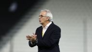 Qatar's head coach Jorge Fossati reacts on the sidelines during the World Cup 2018 Asia qualifying football match between Qatar and South Korea at the Jassim Bin Hamad stadium in Doha on June 13, 2017. / AFP / KARIM JAAFAR