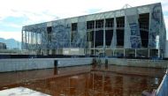 The dilapidated condition of the Olympic Aquatics Stadium which was used for the Rio 2016 Olympic Games swimming competitions.