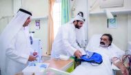 AZF delegation with patients at Fahad Bin Jassim Kidney Centre.
