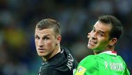 Mexico’s Rafael Marquez (right) in action against New Zealand’s Chris Wood during their Group A FIFA Confederations Cup match at Fisht Stadium in Sochi on Wednesday.