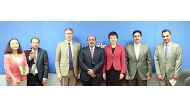 Minister of Transport and Communications H E Jassim Saif Ahmed Al Sulaiti with ICAO officials in Montreal.