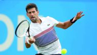 Serbia's Novak Djokovic in action during his quarter-final match against USA's Donald Young at the Aegon International in Eastbourne