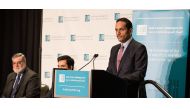 Foreign Minister H E Sheikh Mohammed bin Abdulrahman Al Thani in a gathering hosted by the Arab Center in Washington.