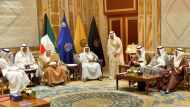 Kuwait's Deputy Prime Minister and Foreign Minister Sheikh Sabah Khalid Al-Hamad Al-Sabah (3rd L) attends a meeting with Foreign Minister of Qatar Mohammed bin Abdulrahman bin Jassim Al-Thani (L) at Bayan Palace in Kuwait City, Kuwait on July 03, 2017. (K