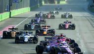 Force India team drivers Sergio Perez and Esteban Ocon in seen in action at last week's Azerbaijan Grand Prix in this file picture.