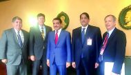 Minister of Municipality and Environment, H E Mohammed bin Abdullah Al Rumaihi, and senior officials participating at the FAO conference in Rome, yesterday.