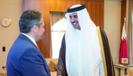 Emir H H Sheikh Tamim bin Hamad Al Thani met with Foreign Minister of Federal Republic of Germany, Sigmar Gabriel, and the accompanying delegation, at Al Bahar Palace, yesterday.