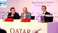 Qatar Airways Group Chief Executive Akbar Al Baker with other officials at the press conference. 