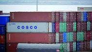 A Cosco container at the Noatum container terminal near Bilboa, in Santurtzi, Spain.