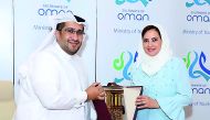 Hassan Al Ibrahim, Chief Tourism Development Officer of QTA, with Maitha bint Saif Al Mahrouqi, Undersecretary at the Ministry of Tourism of Oman.