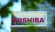 A Toshiba Corp. sign is displayed on the company's headquarters in Tokyo.