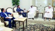 Speaker of the Advisory Council, H E Mohammed bin Mubarak Al Khulaifi, and Secretary-General of the Shura Council, Fahd bin Mubarak Al Khayarin, with Ambassador of the Republic of Mexico to Qatar Francisco Niembro, during a meeting in Doha yesterday.