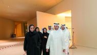 Prime Minister and Interior Minister H E Sheikh Abdullah bin Nasser bin Khalifa Al Thani at the National Museum of Qatar with Qatar Museums Chairperson H E Sheikha Al Mayassa bint Hamad Al Thani and a number of senior officials. 