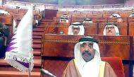 Speaker of the Advisory (Shura) Council, H E Mohammed bin Mubarak Al Khulaifi, at the Emergency Conference of Arab Parliamentary Union (APU) in the Moroccan city of Rabat.
