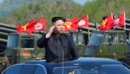 North Korea's leader Kim Jong Un watches a military drill marking the 85th anniversary of the establishment of the Korean People's Army (KPA) in this handout photo by North Korea's Korean Central News Agency (KCNA) made available on April 26, 2017. (KCNA/