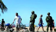 Brazilian navy soldiers patrol the Copacabana beach as part of a plan to combat organized crime in Rio de Janeiro, Brazil July 30, 2017. Brazil has mobilized some 8,500 soldiers to Rio de Janeiro state to fight organized crime and a spike in street violen