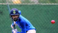 India’s cricketer Lokesh Rahul eyes the ball as he plays a shot during a practice session at the Sinhalese Sports Club (SSC) Ground in Colombo, yesterday. Indian captain Virat Kohli has confirmed his return for the second Test against Sri Lanka, starting 