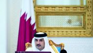 Emir H H Sheikh Tamim bin Hamad Al Thani addressing the Cabinet meeting at the Emiri Diwan premises yesterday.