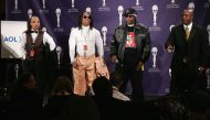 (L to R) Honorees Kidd Creole, Melle Mel, Scorpio and Raheim of The Furious Five at the 22nd annual Rock And Roll Hall Of Fame Induction Ceremony at the Waldorf Astoria Hotel in New York on March 12, 2007. AFP / Getty Images North America / Petere Kramer
